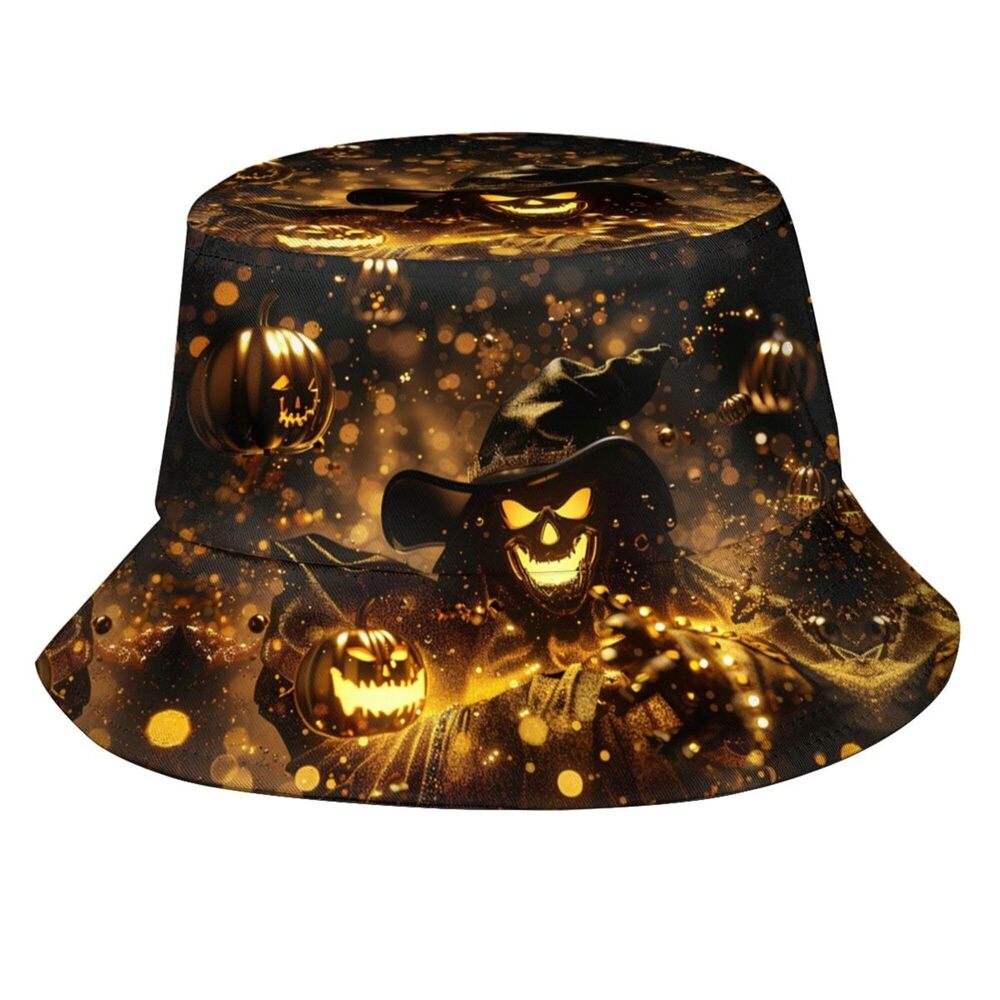 8623 Halloween Ghost with Pumpkin Bucket Hat Funny Halloween Decoration